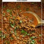 Pinterest image for Indian curry with ground beef.