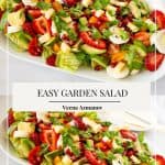 Pinterest image for salad with garden veggies.