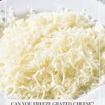 Pinterest image for freezing shredded cheese.