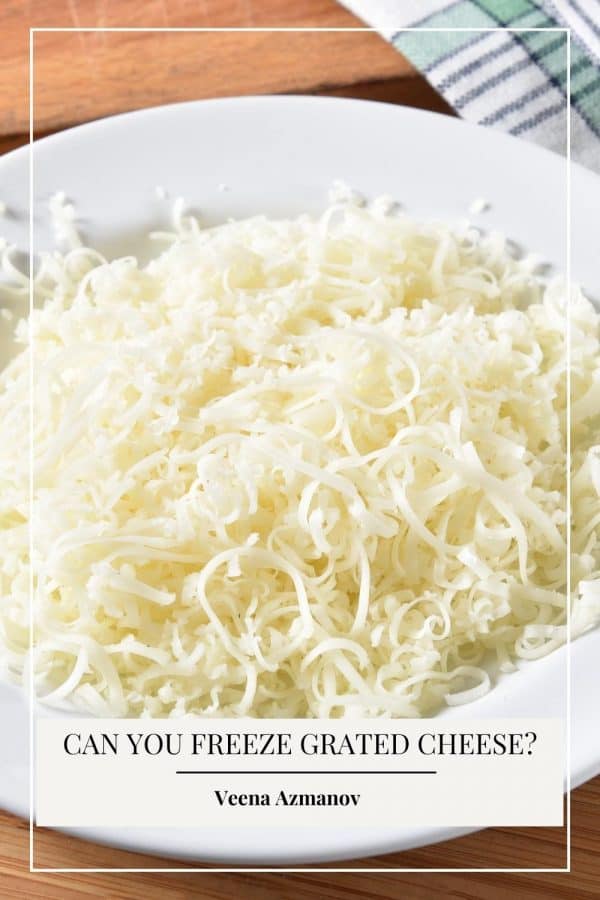 Pinterest image for freezing shredded cheese.