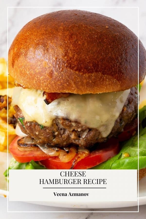 Pinterest image for cheese burgers recipe.