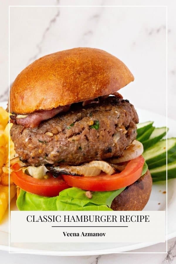 Pinterest image for classic cheese burger.