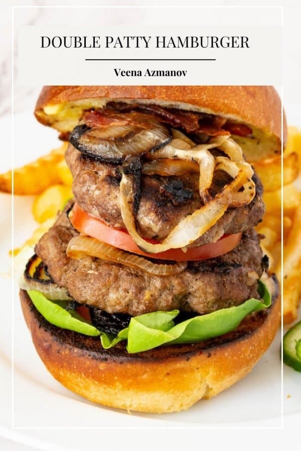 Pinterest image for double patty burger.