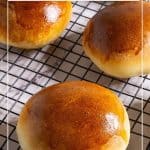 Pinterest image for brioche buns with sourdough.