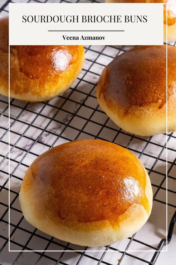 Pinterest image for brioche buns with sourdough.
