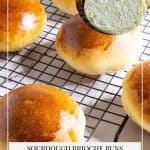 Pinterest image for brioche buns with sourdough.