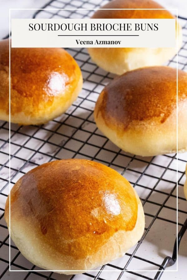 Pinterest image for brioche buns with sourdough.