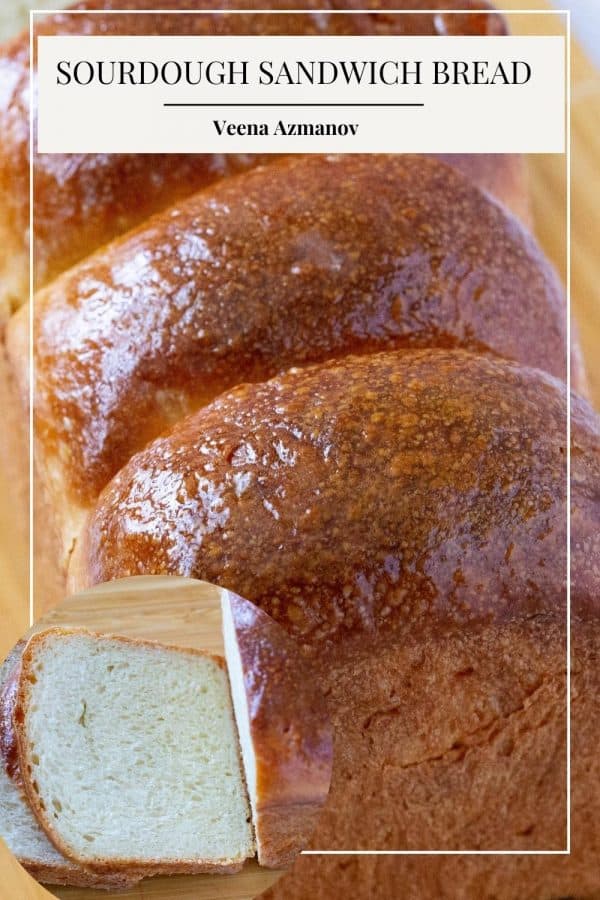 Pinterest image for sandwich bread with sourdough starter.