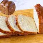 Sliced sourdough sandwich bread on the table.