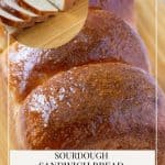 Pinterest image for sandwich bread with sourdough starter.
