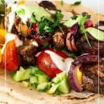 Pinterest image for kabobs with shish beef steaks.