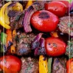 Pinterest image for kabobs with shish beef steaks.