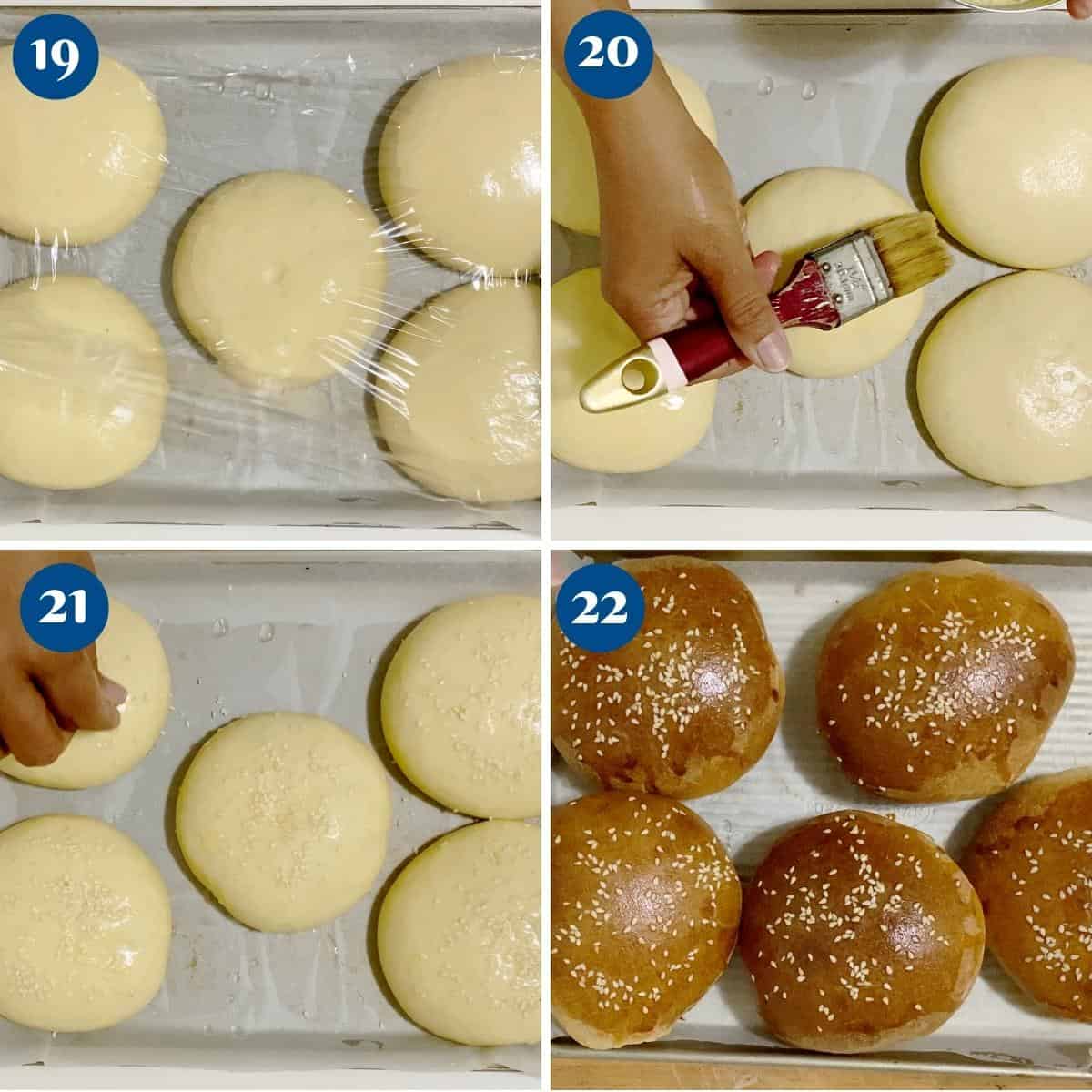 Progress pictures baking the sourdough buns.