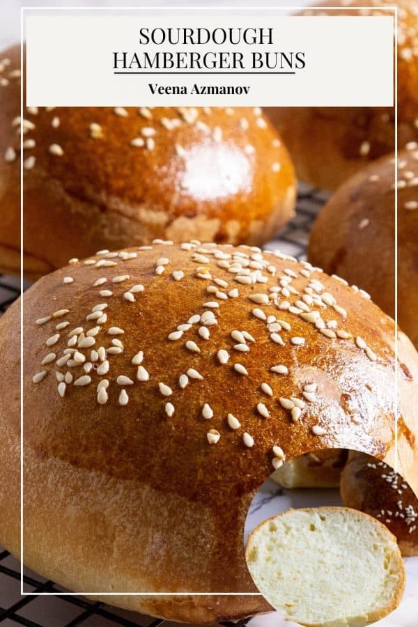 Pinterest image for sourdough buns for burgers.