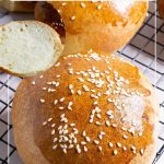 Pinterest image for sourdough buns for burgers.