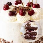 Pinterest image for Black Forest layer cake.