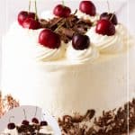 Pinterest image for Black Forest layer cake.
