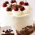 Pinterest image for Black Forest layer cake.