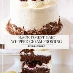 Pinterest image for Black Forest layer cake.