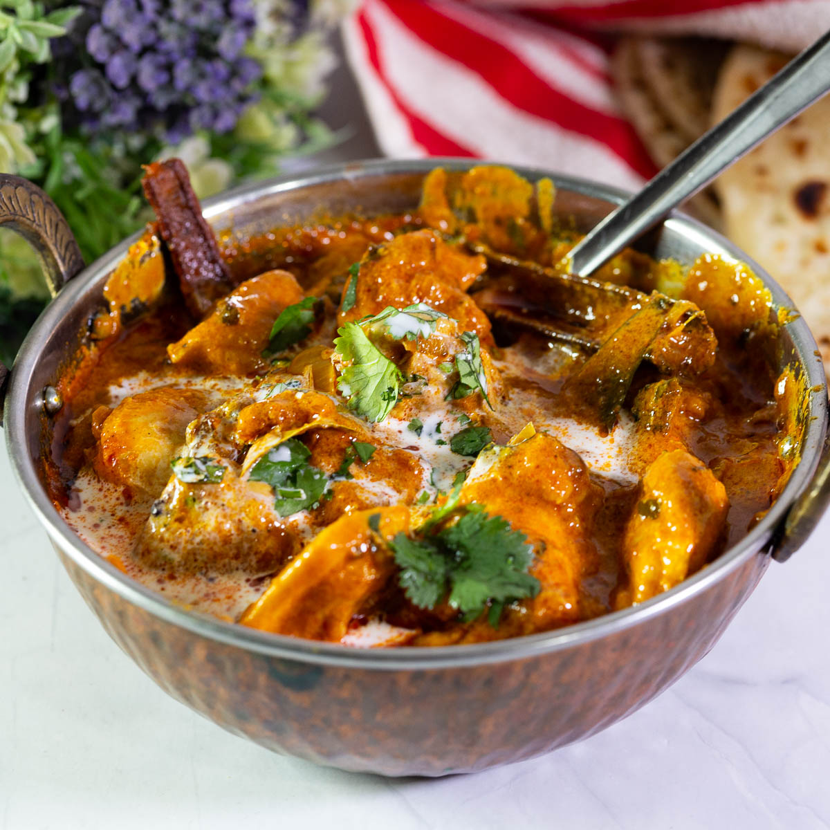 An Indian dish with Chicken Tikka Masala.