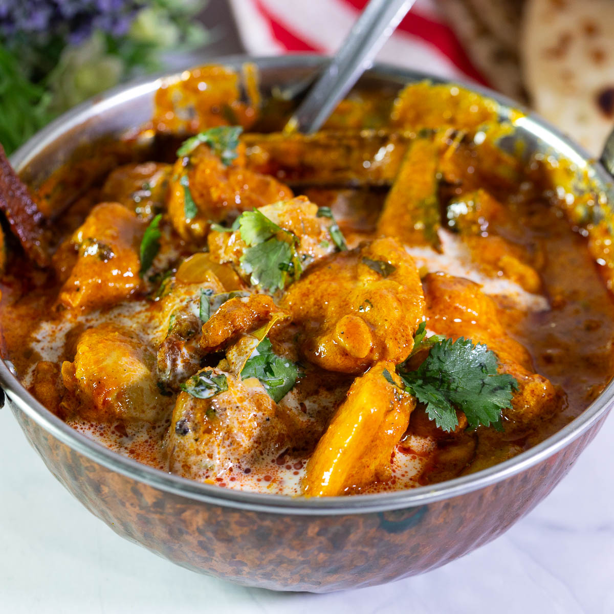 Tikka masala in a small kadai.