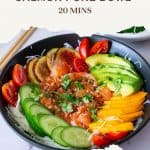 Pinterest image for Poke Bowl with Fresh Salmon.