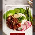 Pinterest image for Poke bowl with tuna.
