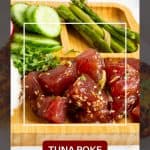 Pinterest image for Poke bowl with tuna.