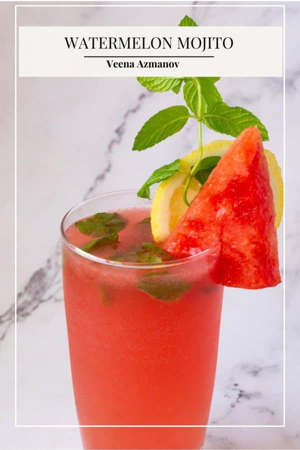 Pinterest image for watermelon mojitos.