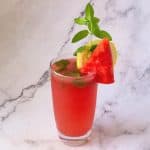 A glass with mojito cocktail.