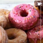 Pinterest image for doughnuts with sourdough starter.