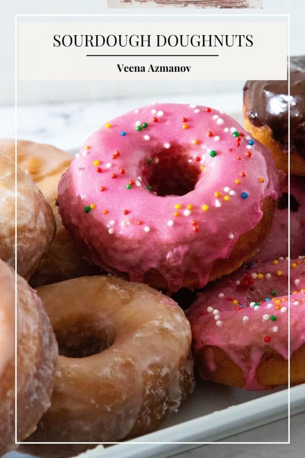 Pinterest image for doughnuts with sourdough starter.