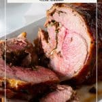 Pinterest image for lamb roasted with honey mustard.