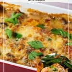 Pinterest image for chicken with bacon and mushrooms.