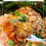 Pinterest image for chicken with bacon and mushrooms.