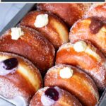 Pinterest image for Cream Filled Donuts with 6 Filled using 2 Methods.