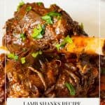 Pinterest image for braised lamb shanks with red wine.