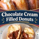 Pinterest image for Cream Filled Donuts with 6 Filled using 2 Methods.