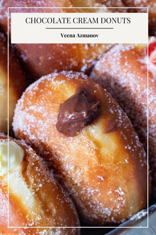 Pinterest image for cream filled doughnuts.