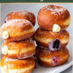 Pinterest image for Cream Filled Donuts with 6 Filled using 2 Methods.