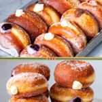 Pinterest image for Cream Filled Donuts with 6 Filled using 2 Methods.
