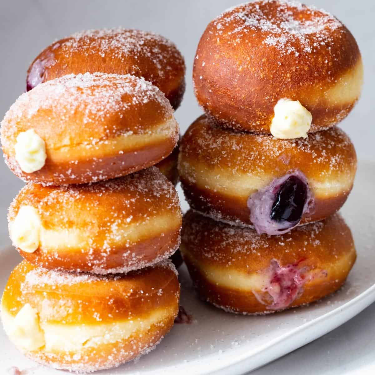 A stack of filled donuts.