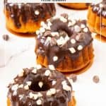 Pinterest image for mini cakes in bundt pans.