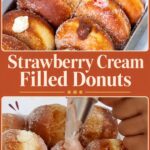 Pinterest image for Cream Filled Donuts with 6 Filled using 2 Methods.