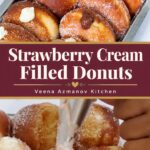 Pinterest image for Cream Filled Donuts with 6 Filled using 2 Methods.