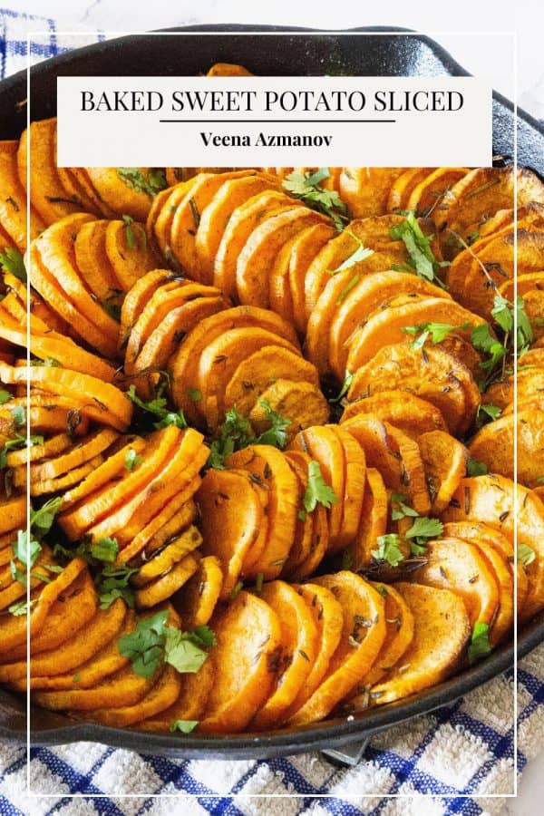 Pinterest image for baked sweet potato slices.