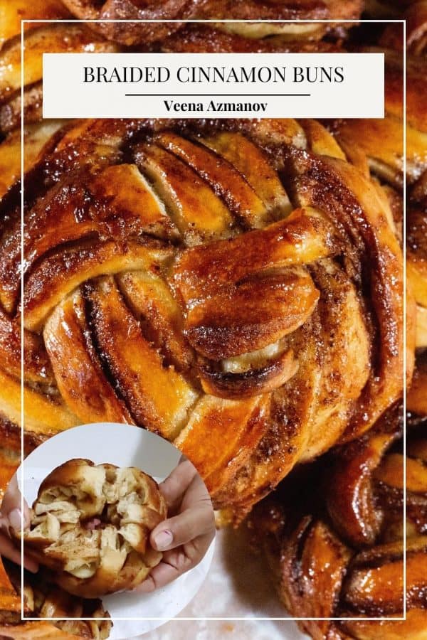 Pinterest image for braided cinnamon buns.