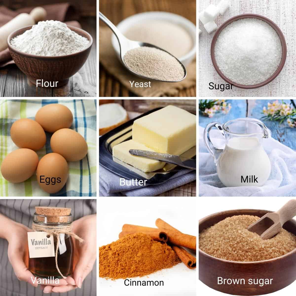 Ingredients for making Cinnamon Buns.