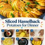 Pinterest image for sliced Hasselback Potatoes.