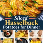 Pinterest image for sliced Hasselback Potatoes.